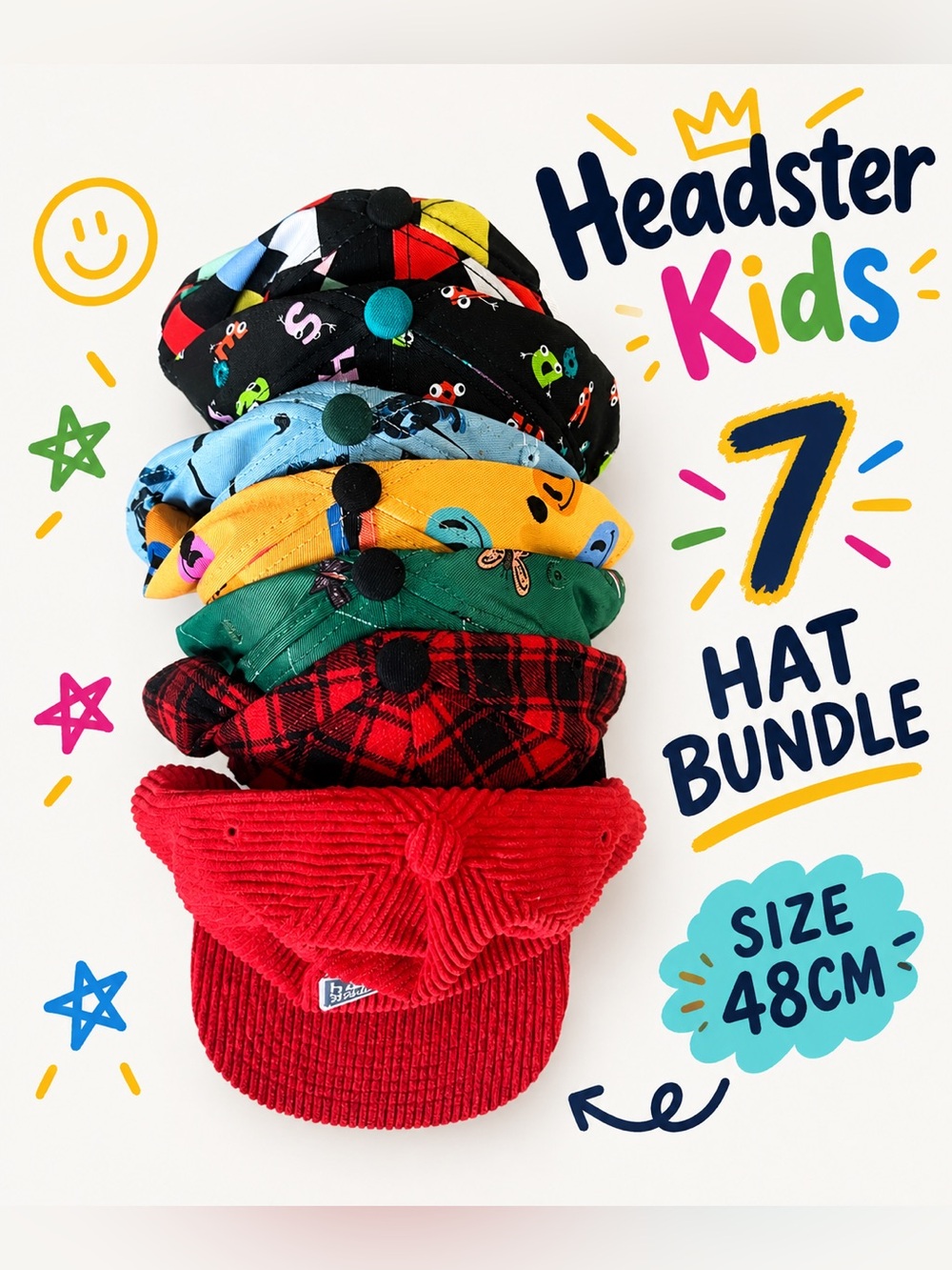 HEADSTER KIDS SIZE 48CM bundle of 7